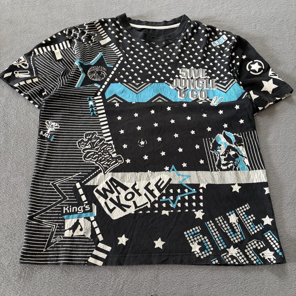 Vintage y2k 5ive Jungle Hip Hop Graffiti Graphic Shirt Size XL Grunge Skater